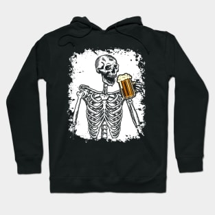 Halloween Shirt Beer Drinking Skeleton Skull Hoodie